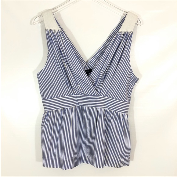 Banana Republic Blue & White Peplum Tank Size 14 - Picture 1 of 7
